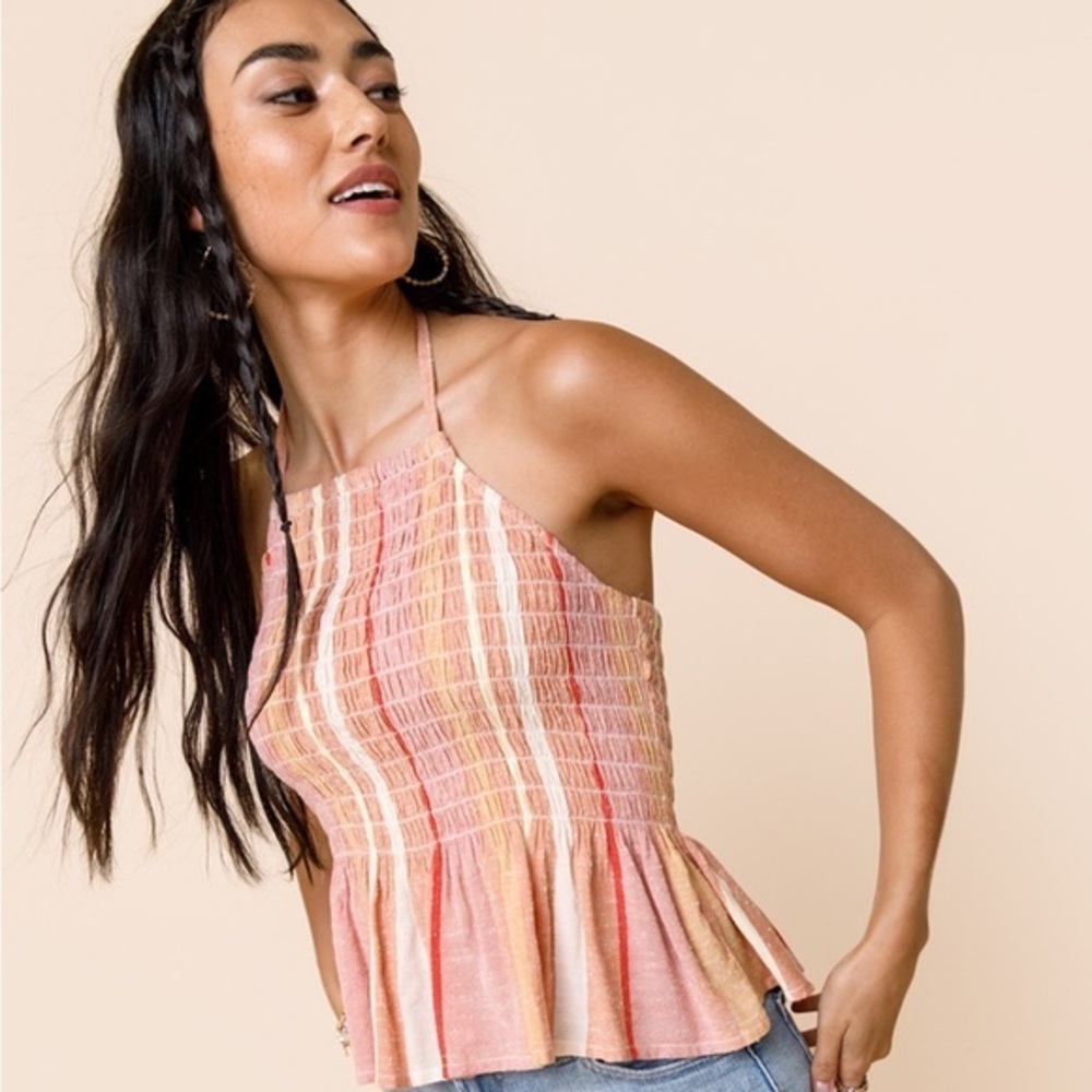Francesca’s Mi Ami Plaid halter top Size M